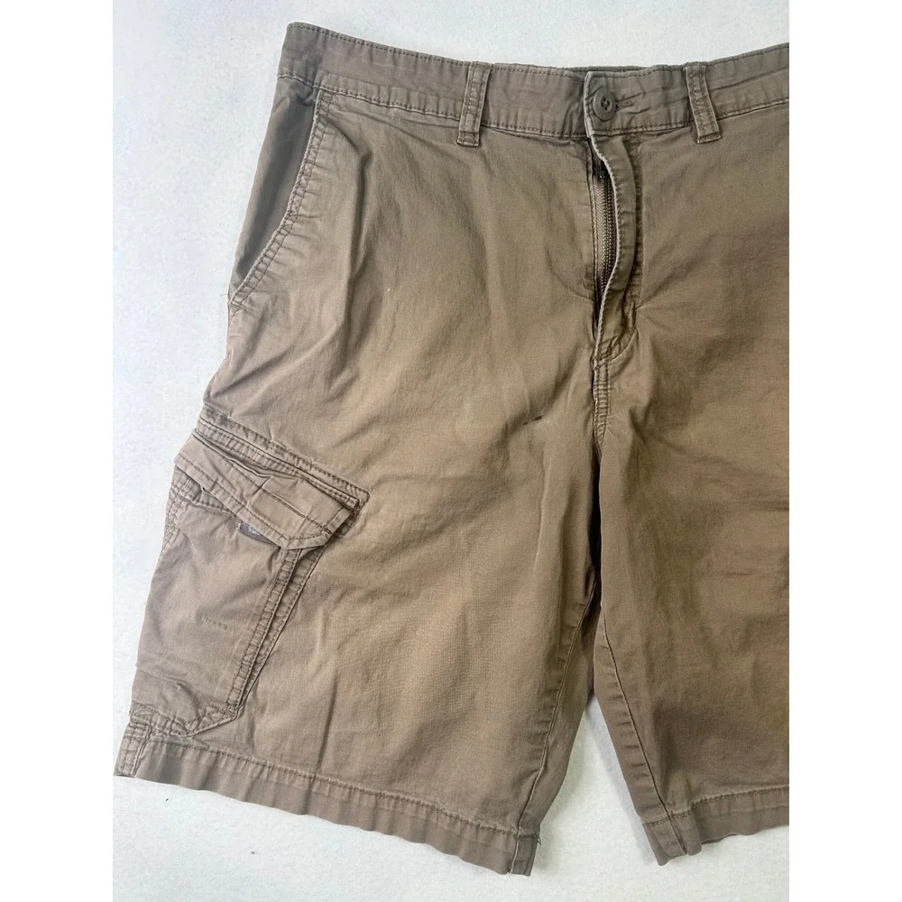 Unionbay Mens Brown Cargo Shorts Size 36 Stretch Cotton Multi Pocket Utility